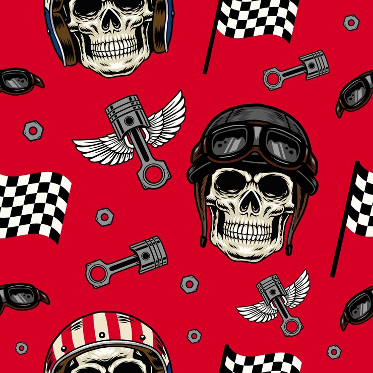 Ilustrasi desain vektor pola balap kustom retro