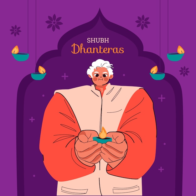Ilustrasi dhanteras datar