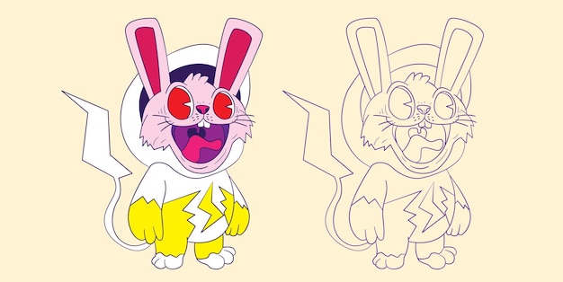 Ilustrasi doodle hewan lucu untuk buku gambar halaman mewarnai