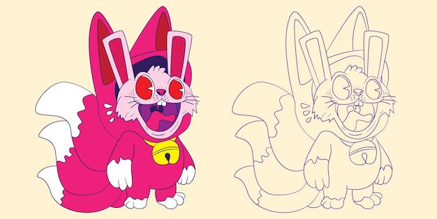 Ilustrasi doodle hewan lucu untuk buku gambar halaman mewarnai
