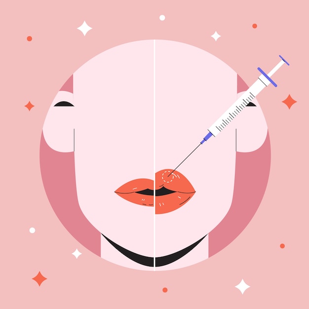 Ilustrasi filler bibir desain datar digambar tangan
