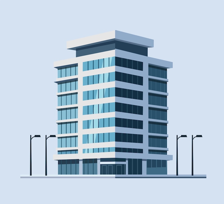 Vector ilustrasi gedung perkantoran modern