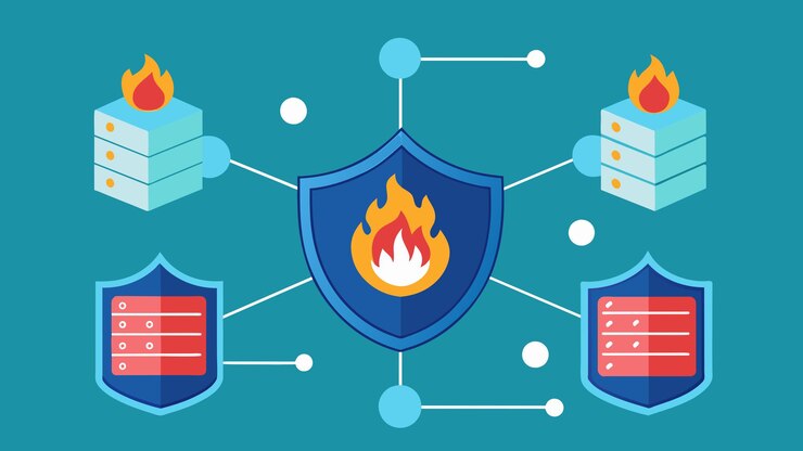 Vector ilustrasi grafis vektor firewall keamanan jaringan format file sumber eps ikon penskalaan lossless