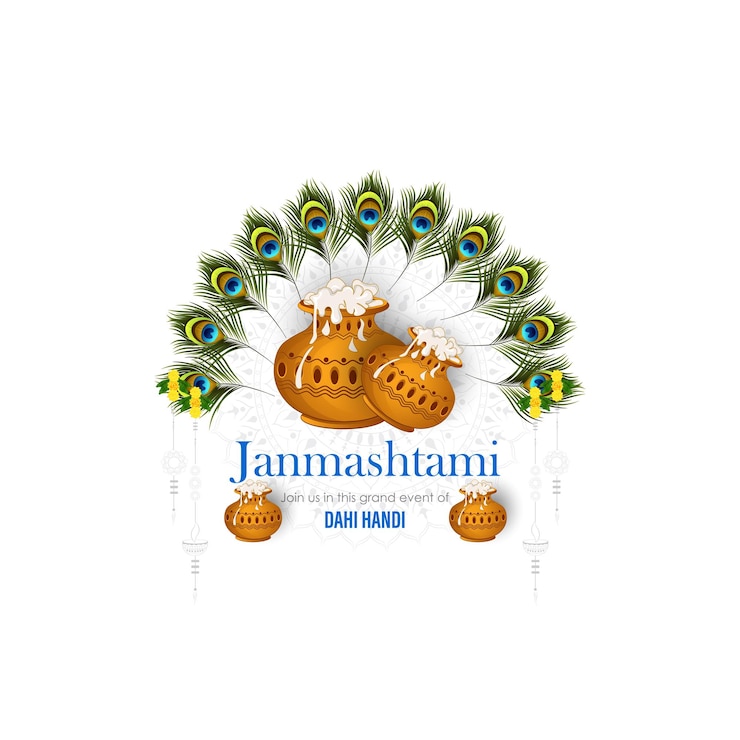 Vector ilustrasi happy janmashtami. dewa krishna