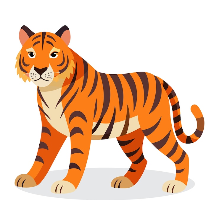 Ilustrasi harimau berdiri, harimau berlari, pose berburu