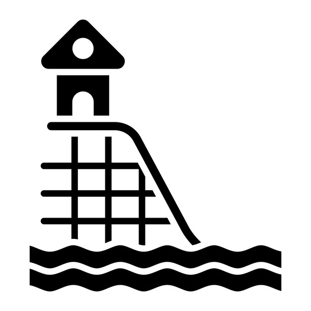 Ilustrasi Hitam Solid Glyph Seluncur Air