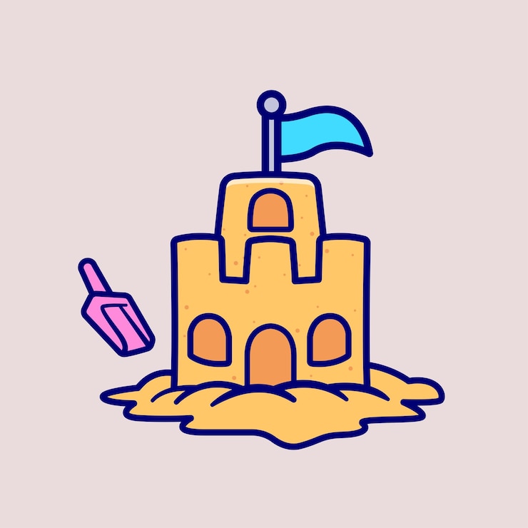 Vector ilustrasi ikon vektor kartun kastil pasir ikon alam objek terisolasi vektor datar