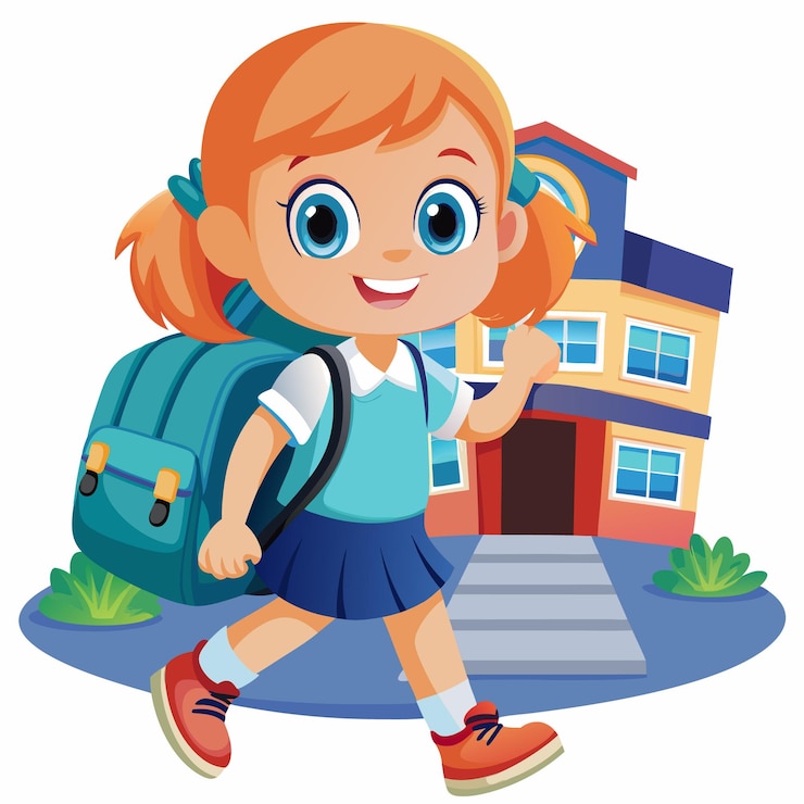 Vector ilustrasi karakter kartun kembali ke sekolah