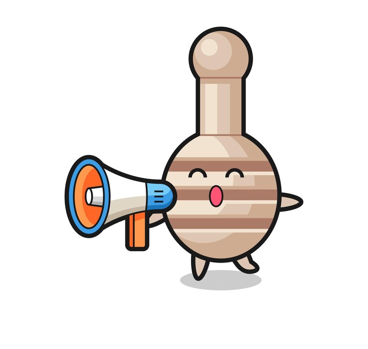 Vector ilustrasi karakter sendok madu memegang megafon, desain lucu