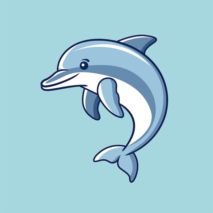 Vector ilustrasi kartun lumba-lumba lucu