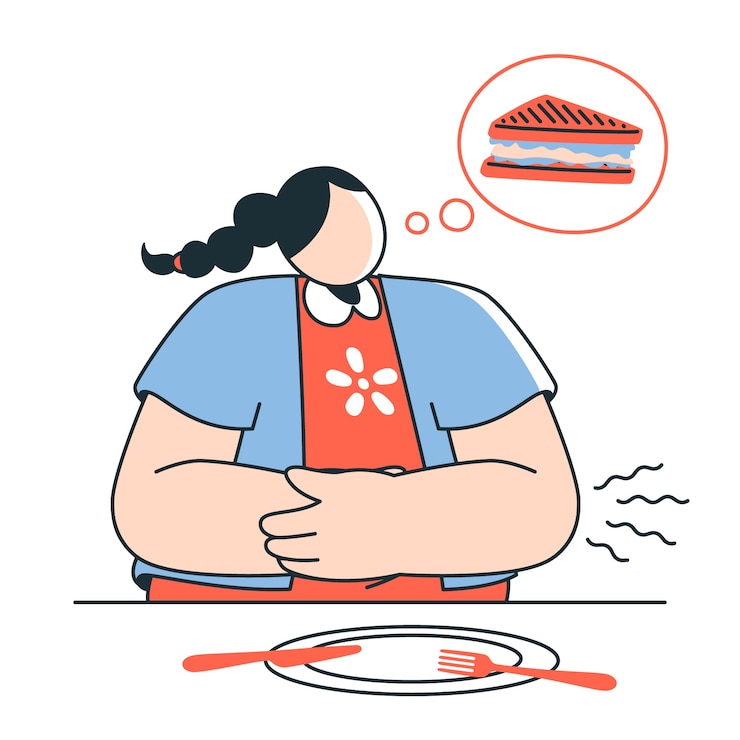 Vector ilustrasi konsep gadis lapar