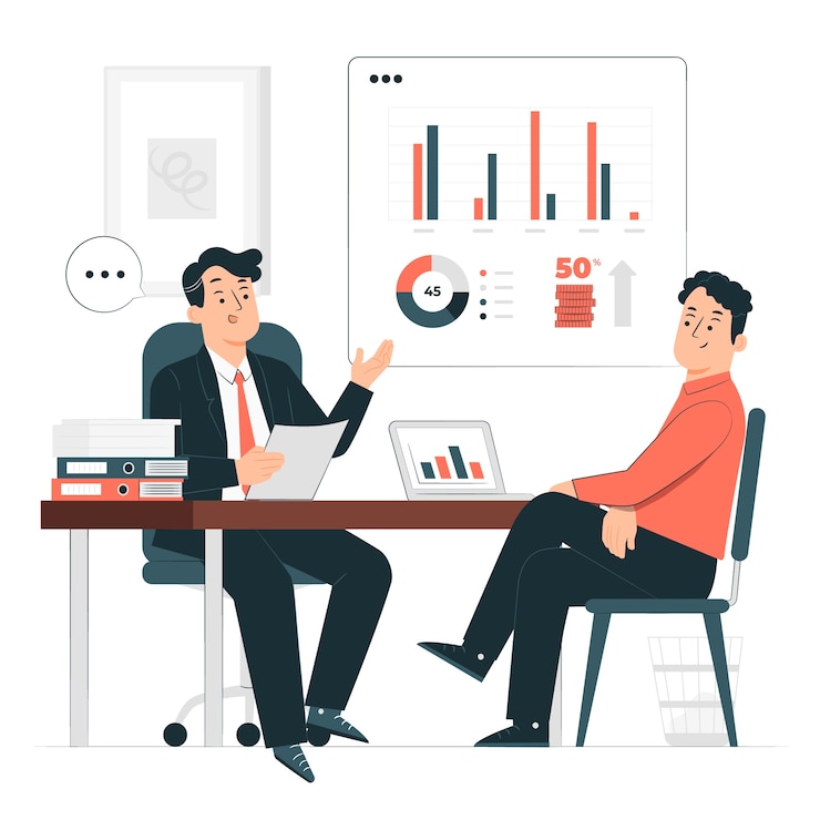Vector ilustrasi konsep konsultasi strategis