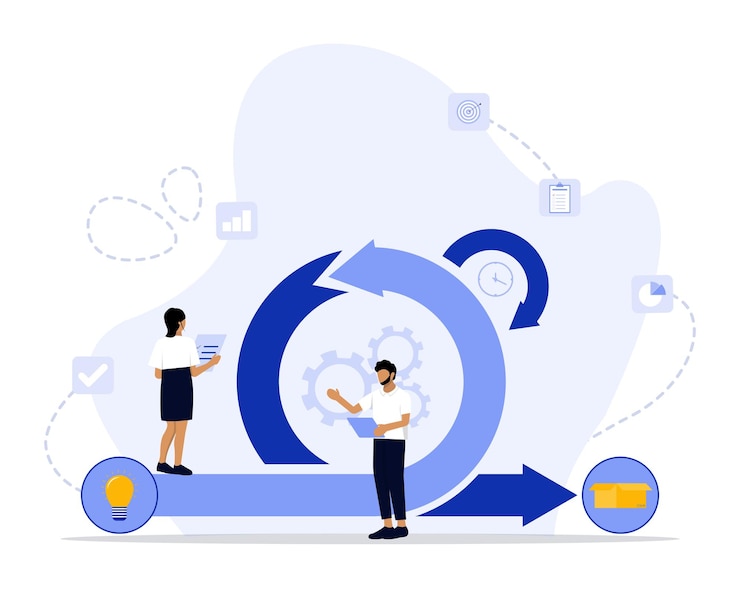 Vector ilustrasi konsep metode scrum