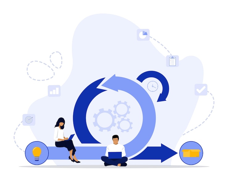 Vector ilustrasi konsep metode scrum