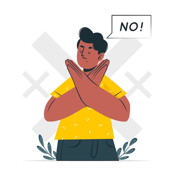 Vector ilustrasi konsep pria yang mengatakan tidak