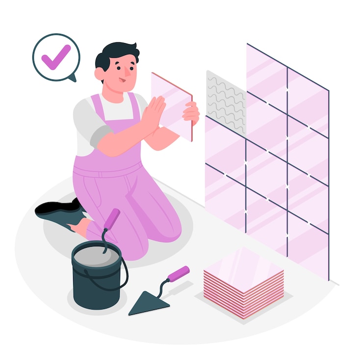 Vector ilustrasi konsep tukang ubin