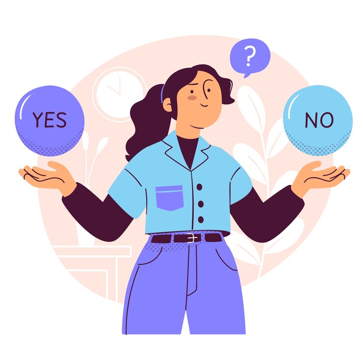 Vector ilustrasi konsep ya atau tidak