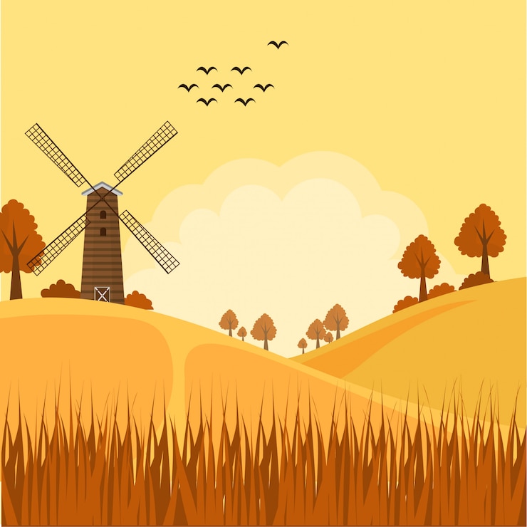 Vector ilustrasi lanskap musim gugur