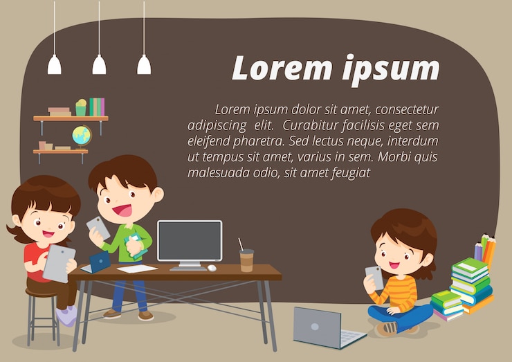 Vector ilustrasi latar belakang konsep e-learning