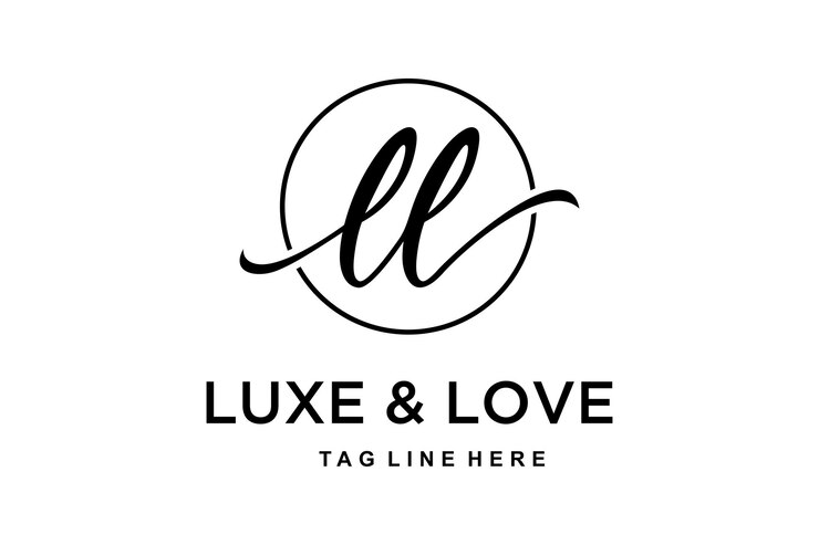 Vector ilustrasi logo mewah tanda ll awal dengan desain logo lingkaran luar