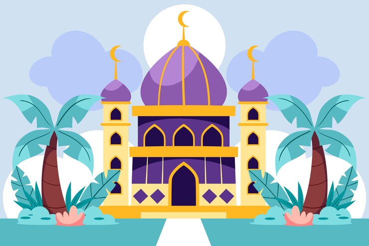 Vector ilustrasi masjid datar