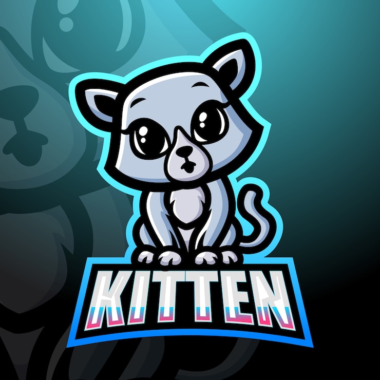 Vector ilustrasi maskot anak kucing esport