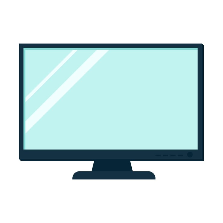 Vector ilustrasi monitor komputer pc dengan elemen rumah bergaya kartun