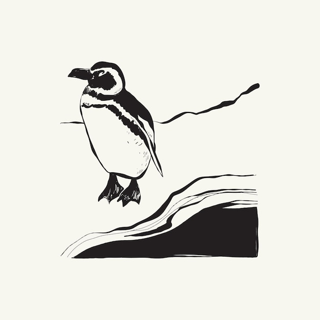 Ilustrasi Ocean and Sea Botanica Gaya doodle garis tinta hitam