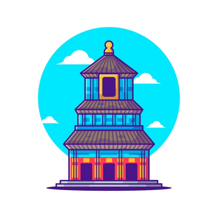 Vector ilustrasi pariwisata tiongkok kuil surga. hari pariwisata dunia, konsep ikon bangunan dan landmark