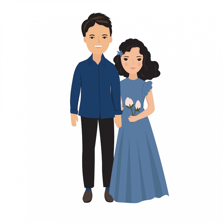 Vector ilustrasi pasangan muda dengan kostum bergaya