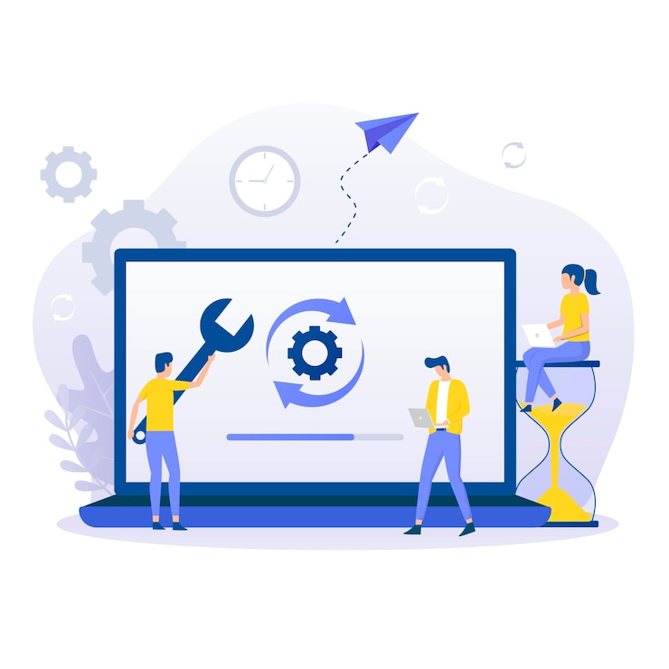 Vector ilustrasi pembaruan sistem datar