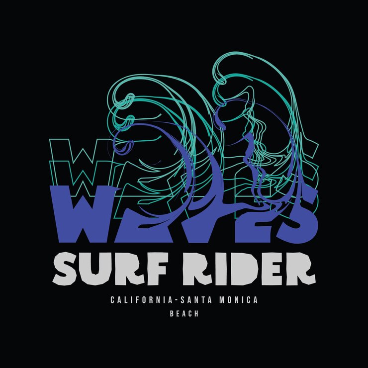 Vector ilustrasi pengendara selancar california tipografi sempurna untuk desain kaos