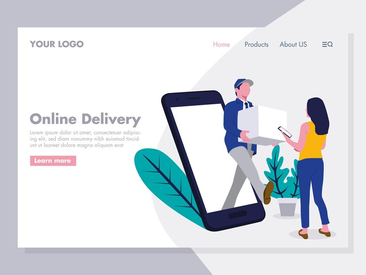 Vector ilustrasi pengiriman online untuk halaman arahan