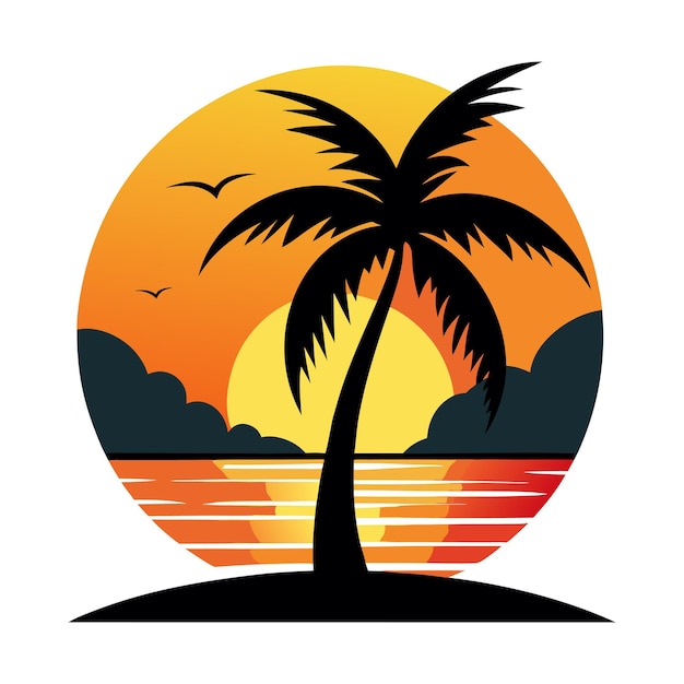 Ilustrasi pohon pantai berdaun palem