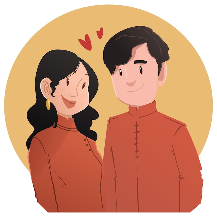 Vector ilustrasi potret keluarga (pasangan)
