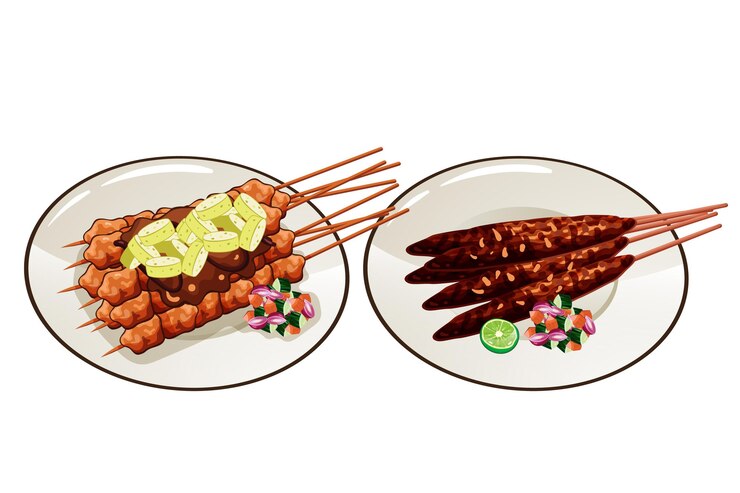 Vector ilustrasi sate digambar tangan