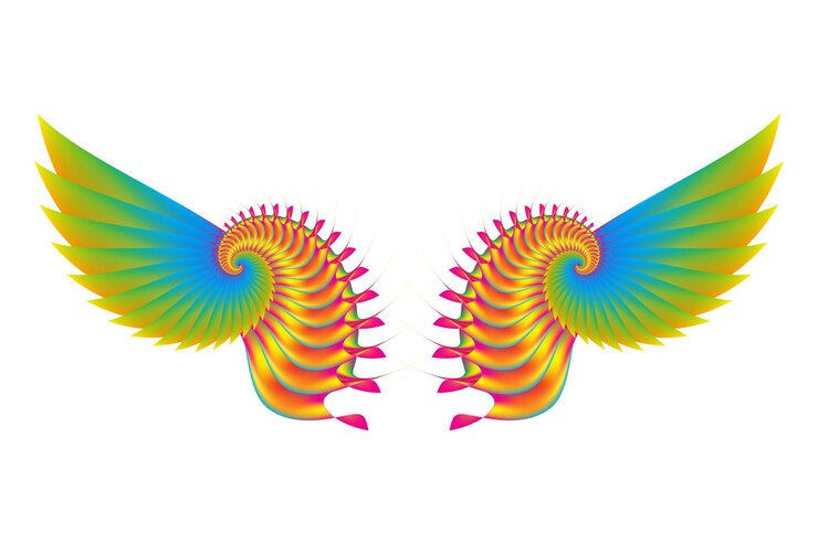 Vector ilustrasi sayap dengan gradien warna-warni dengan konsep abstrak