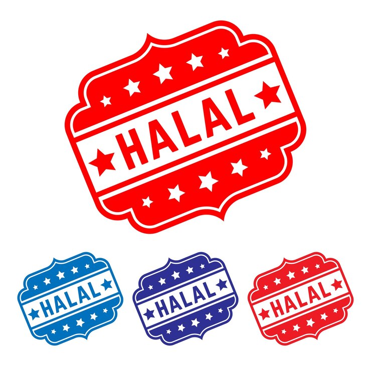 Vector ilustrasi seni desain stempel karet halal