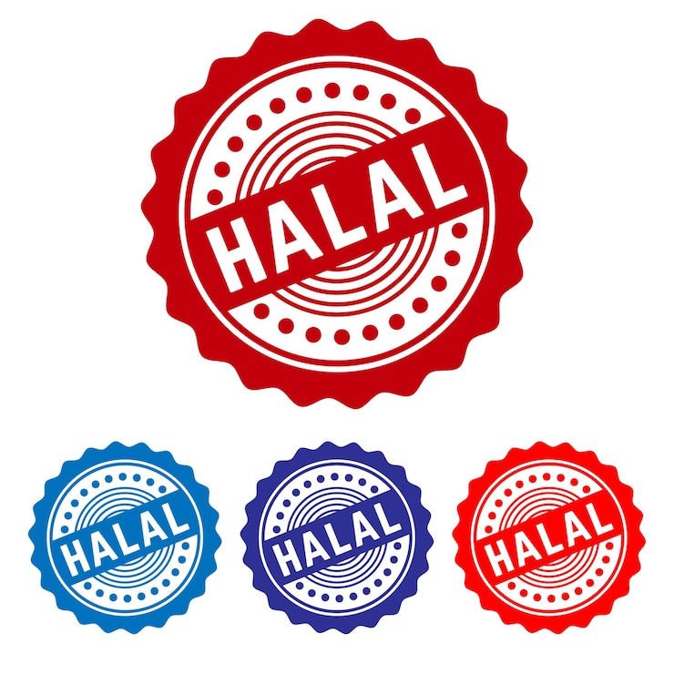 Vector ilustrasi seni desain stempel karet halal