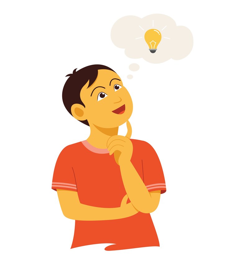Vector ilustrasi seorang pria muda yang memiliki sebuah ide