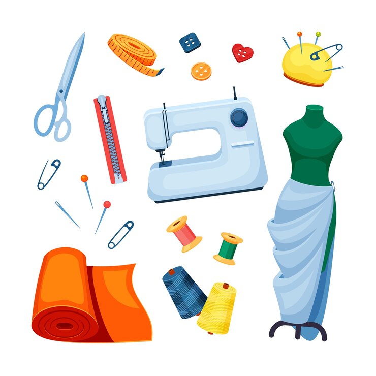 Vector ilustrasi set perlengkapan menjahit