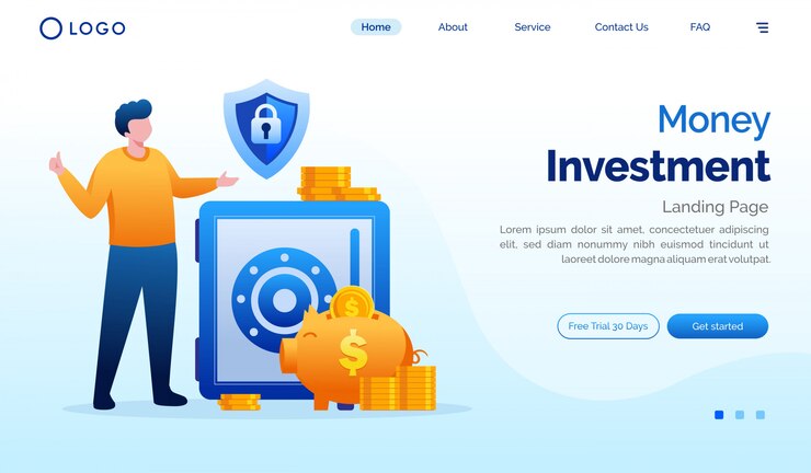 Vector ilustrasi situs web halaman arahan investasi uang