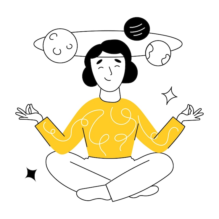 Vector ilustrasi sketsa seorang wanita yang sedang bermimpi