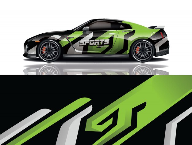 Ilustrasi Stiker Bungkus Mobil Sport
