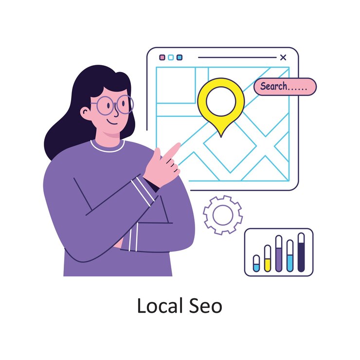 Vector ilustrasi stok vektor desain gaya datar seo lokal