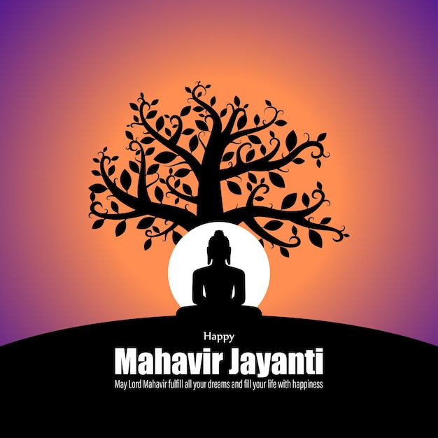 Ilustrasi vektor banner harapan Mahavir Jayanti