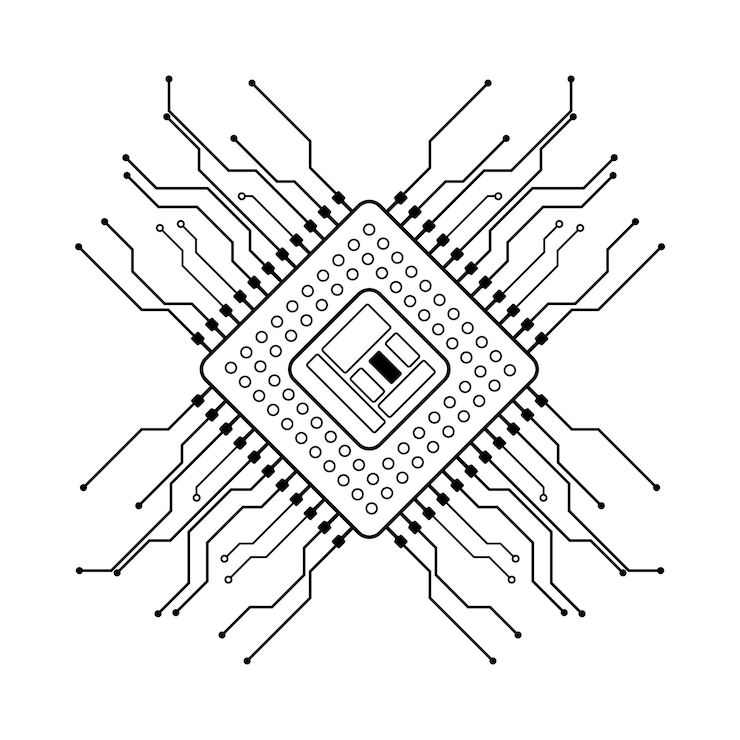 Vector ilustrasi vektor dari mikrosirkuit linear
