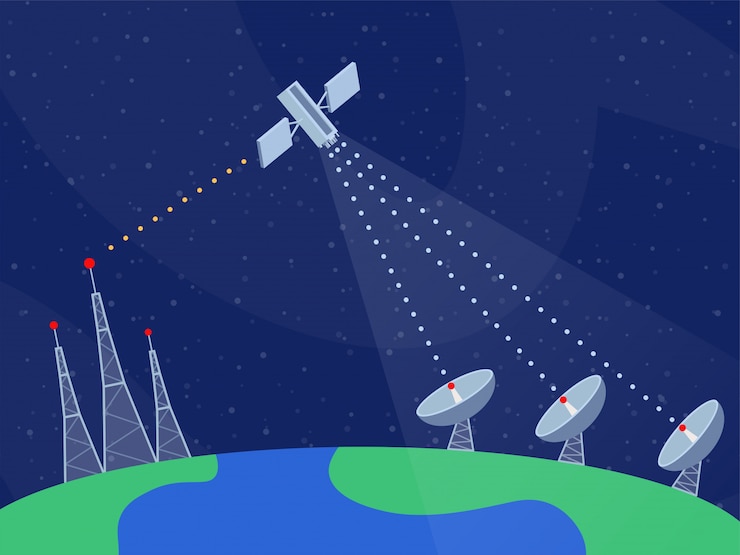 Vector ilustrasi vektor datar teknologi telekomunikasi modern