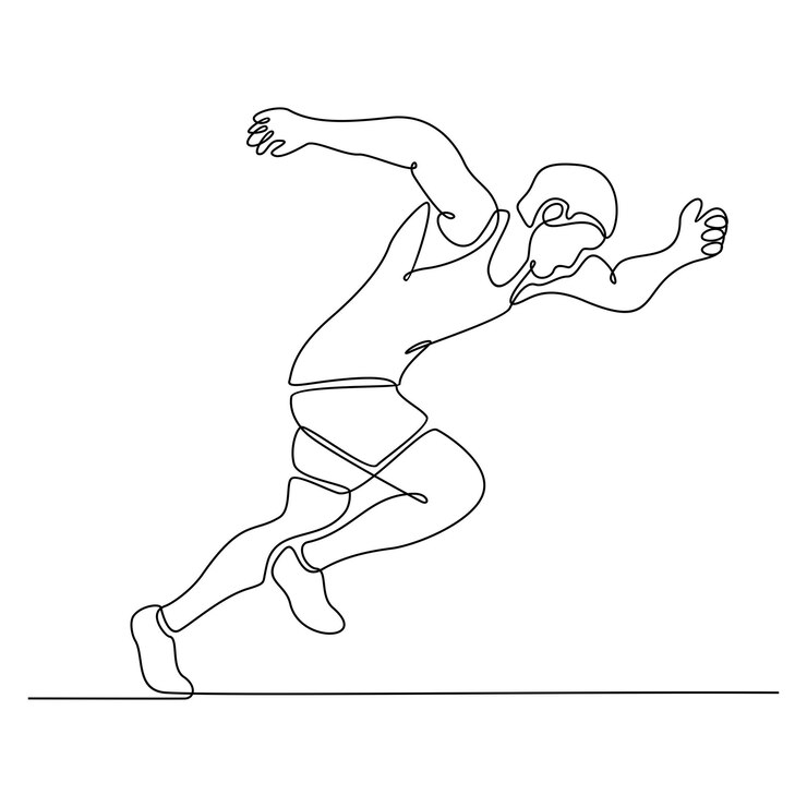 Vector ilustrasi vektor gambar garis kontinu pelari