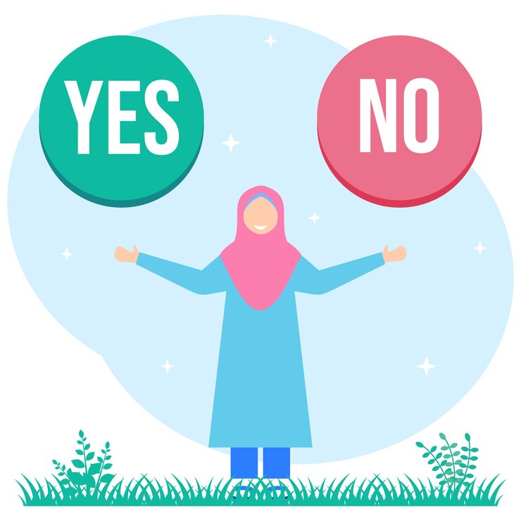 Vector ilustrasi vektor grafis karakter kartun dari ya atau tidak